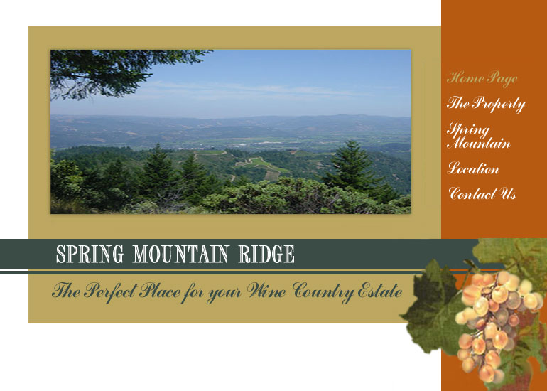 Wine Country Property available for sale.  Exceptional 62 acres with magnificent views of Napa Valley and its own spring-fed lake. 